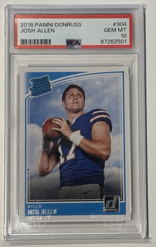 2018 Panini Donruss Rated Rookie Card Josh Allen #304 RC Buffalo Bills PSA 10