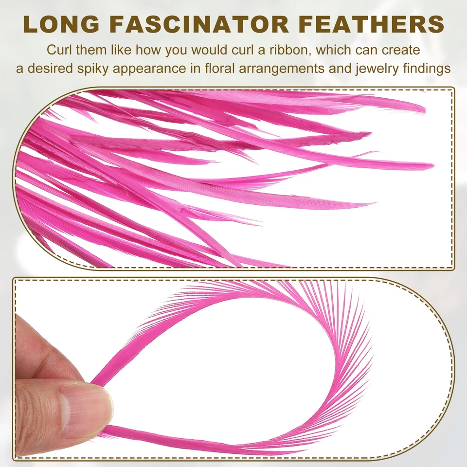 50 Pcs 5-7" Feathers Long Artificial Goose Feather Hat Trimming Dark Pink - Image 4 of 4