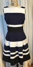 Lauren Ralph Lauren Womens Sleeveless Navy Blk White Fit/flare Dress Sz 6 Used