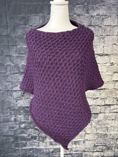 Blarney Woollen Mills Poncho Youth 7-8 Purple 100 Merino Wool Ireland Knit Wrap