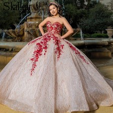 Luxury Ball Gown Quinceanera Dresses for Women Girls Rhinestones Draped Applique