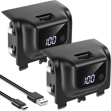 YUANHOT Rechargeable Battery Pack for Xbox Series X/S, LED Display 2 Pack 5180mW