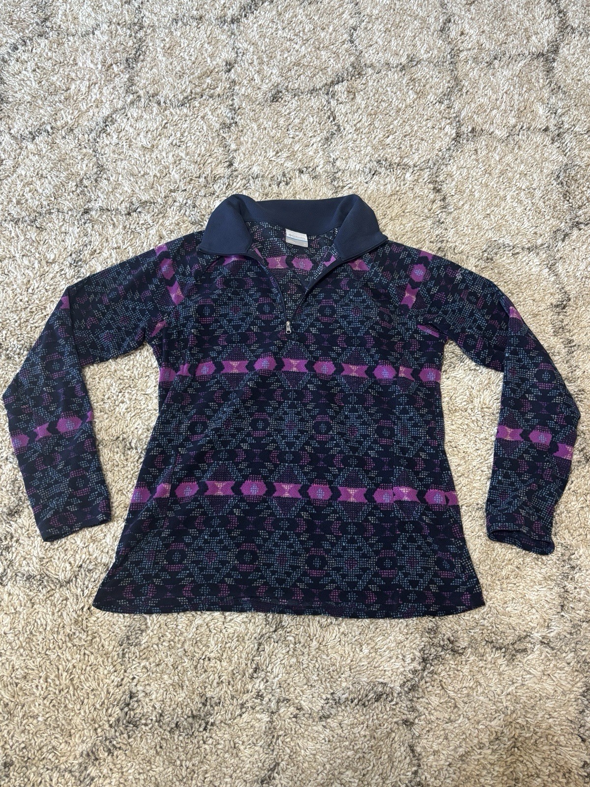 COLUMBIA AZTEC 1/4 ZIP FLEECE JACKET WOMENS L MADE IN USA