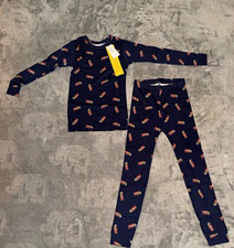 Gap-Next Boys Size 6 Navy Cotton Jersey Christmas Bear 2pc Pajama Set