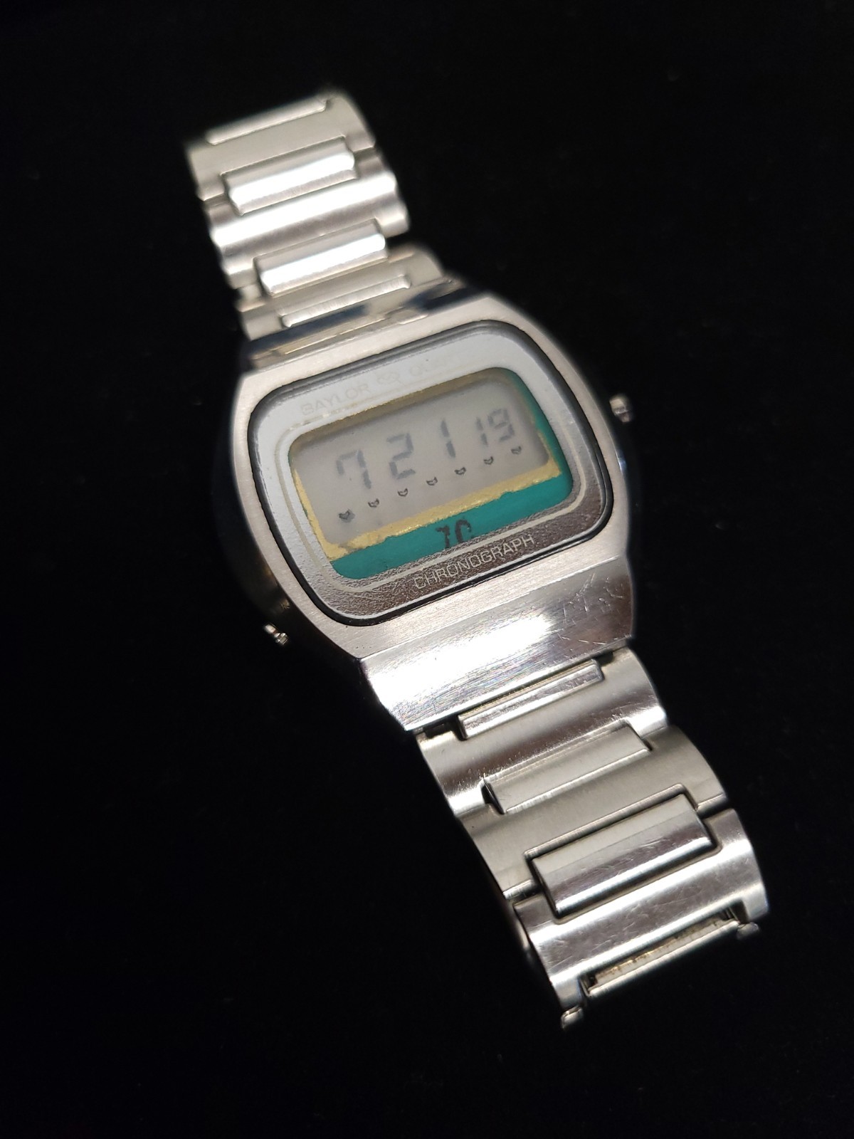 Vintage Baylor Quartz Digital Chronograph Watch Silver