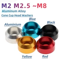 M2-M8 Aluminum Cone Cup Head Washers Anodised  Gasket Load Spreading Cone Washer