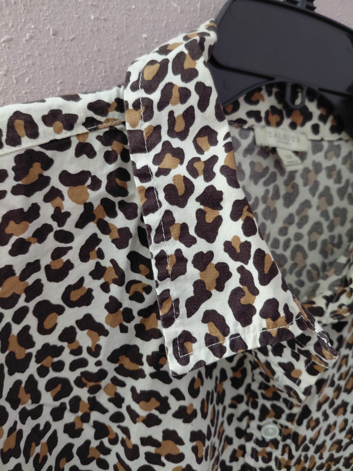 Talbots Leopard Print 1/4 Button Down Cotton Stre… - image 3