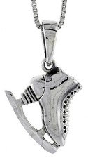 925 Sterling Silver Short Ice Skate Boot Charm Pendant 3/4 19mm Inch Tall