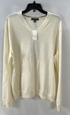 Banana Republic Men's White Extra Fine Merino Wool V-Neck Sweater NWT Size XL
