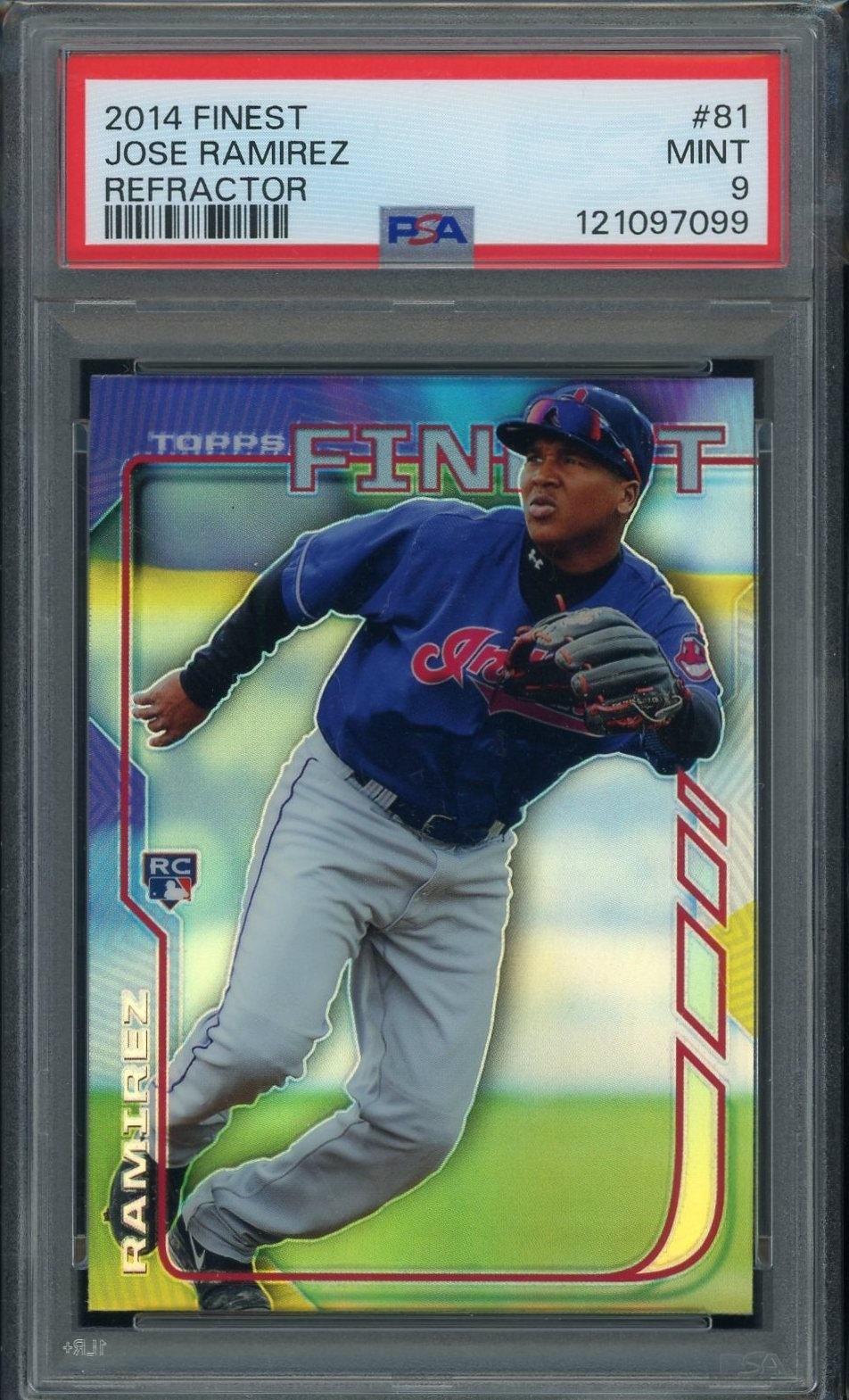 2014 Topps Finest Baseball #81 Jose Ramirez Rookie Refractor PSA 9