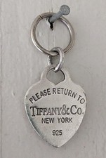 Tiffany  Co Sterling Silver Heart Tag Charm Pendant Please Return To NY 925