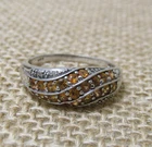 Vintage Sterling Silver 925 Band Ring Orange Stone Engagement Ring Size 9 3.5g