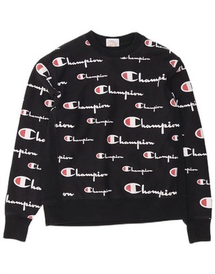Champion Herren Grafik Sweatshirt Pullover Large Schwarz Baumwolle CL17