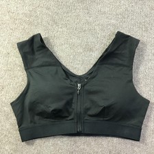 Tommie Copper Sports Bra Womens XL Black Zip Front Copper Znergy Support Gym