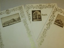 LOT 3 PAPIERS à LETTRE XIX GRAVURES VUES DE PARIS ROMANTISME LOUIS PHILIPPE 1839