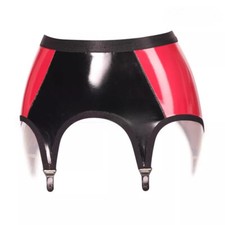 Glossy Shiny Patent Leather Garter Suspender Belt Open Bottom Girdle Metal Clips