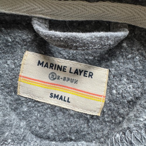 Marine Layer Re-Spun Hoodie Mens S Sweatshirt Gray Retro Stripes SDF Dreamin 23 - Picture 2 of 7
