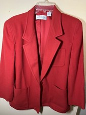 Vintage Liz Claiborne petite size 8 Wool Blazer Jacket Red perfect condition gif