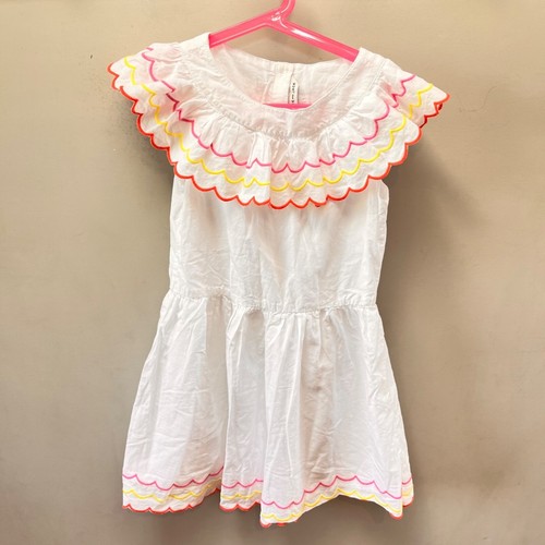 Girls White Cotton Dress By Janie And Jack With Scalloped Rainbow Embroidery Siz