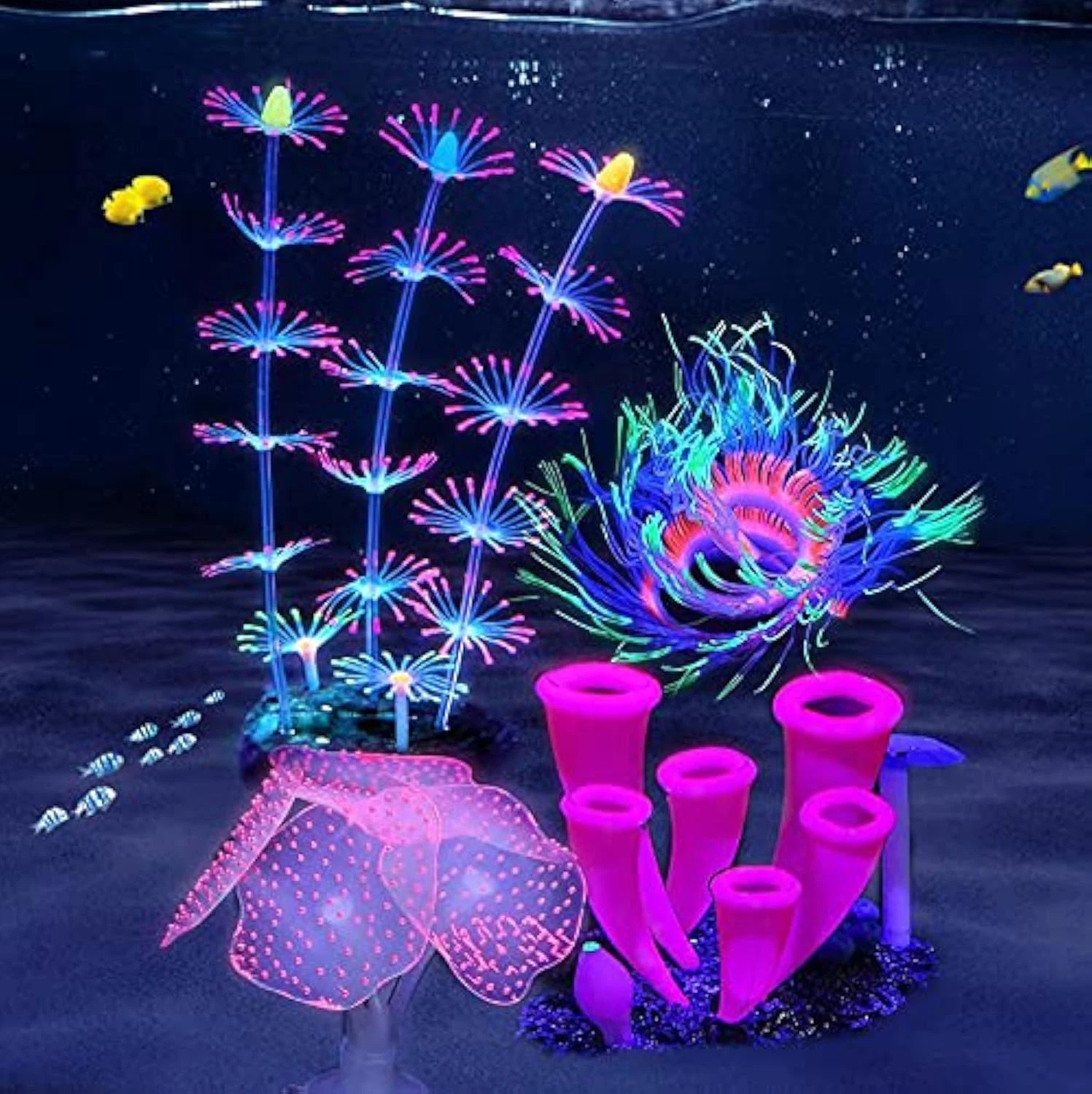 4 Pieces Aquarium Fish Tank Decorations with Glowing Effect, Silicone Glow Artif
Opens in a new wind