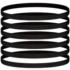 24 Pieces Thin Sports Elastic Headbands Black Skinny Athletic Exercise Hair