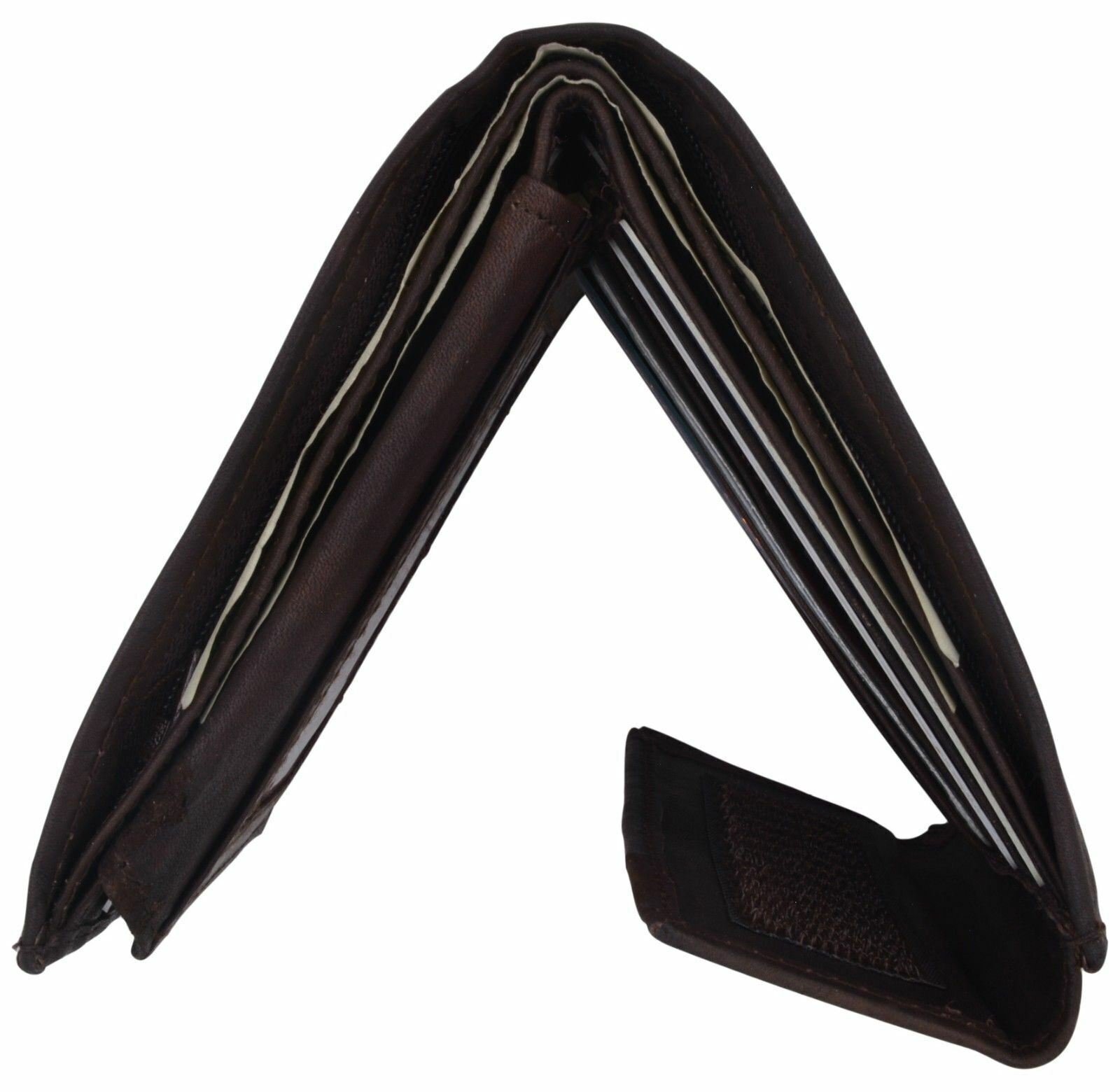 Brown Mens Bifold Genuine Leather Flap Up Double ID Window Wallet W