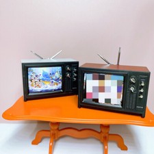 Casa de Muñecas Miniatura Escala 1:12 Vintage TV Televisión Sala Escritorio Decoración