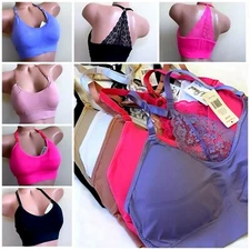 3 Bra 6 Sport Bras Yoga Active Wear Workout Seamless TOP Lace Racer Back Sz S-XL