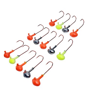 Jighaken Football 15 Gramm Hakengröße 2/0 Set Jig Jigkopf Bleikopf VMC 14 Stück