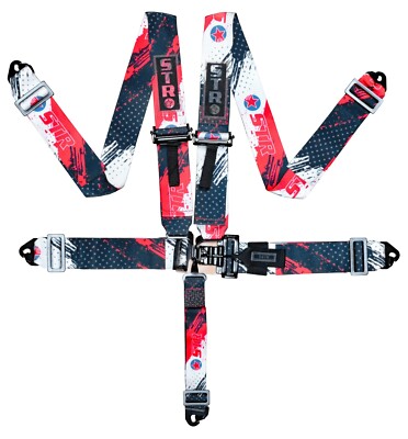 Nascar Race Harness 5-Point Lightweight SFI Latch Sicherheitsgurt F1 F2 STR schwarz rot