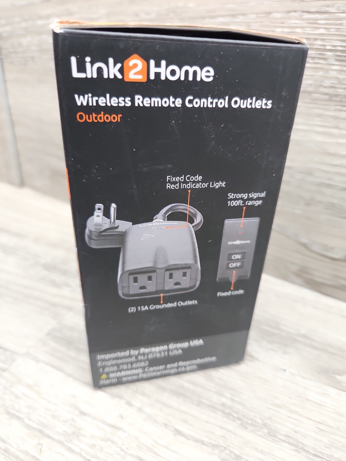 Link2Home 15 Amp Wireless Outdoor Remote Control Outlet Switch - 1 RCV, Black