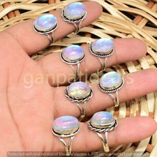 Lote de 1000 piezas de anillos de piedras preciosas de ópalo de fuego lotes al por mayor de joyas enchapadas en plata 925