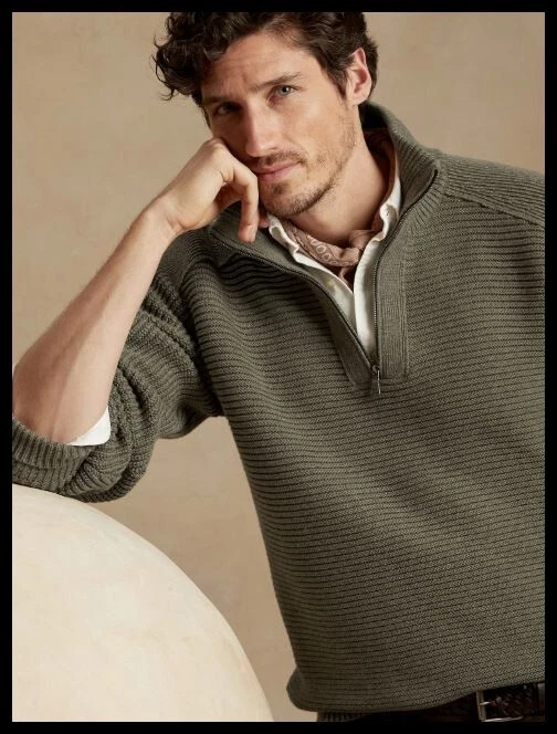 banana republic men's zip up sweater
