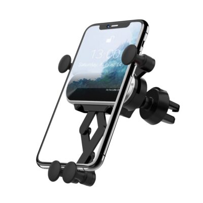 Car Phone Holder Mount Adjustable Gravity Air Vent Clip for 4-7'' Phones Silver
