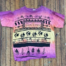 Vintage Disney's THE LION KING Large All Over Print Color Tie Dye T-Shirt