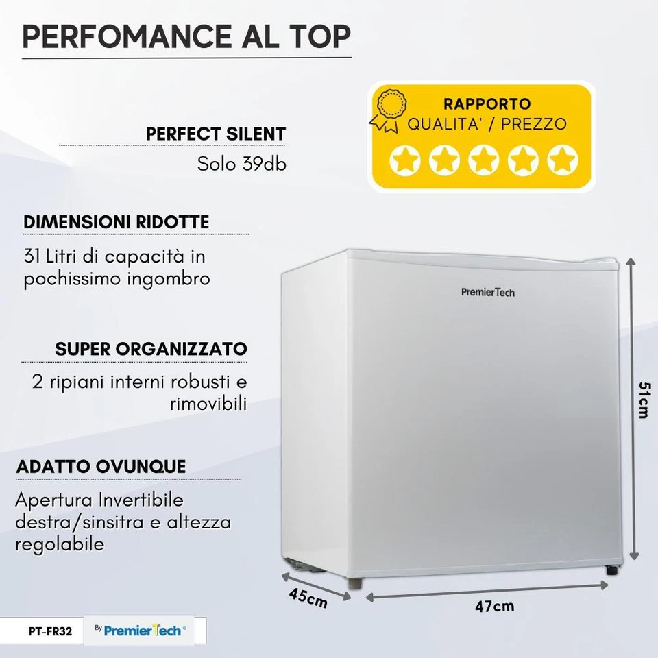 PremierTech PT-FR32 Mini Congelatore Freezer Verticale 31 litri 4Stelle Classe E - Immagine 4 di 4