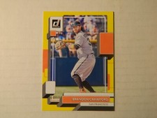 2022 Donruss Yellow Parallel Short Print Card of Brandon Crawford  - Giants