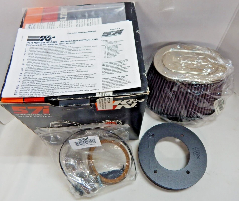 Sistema de admisión de aire frío K&N 57-0528 para VOLKSWAGEN PASSAT V6 2,8 L F/I 1996-2000 Foto 2 de 4