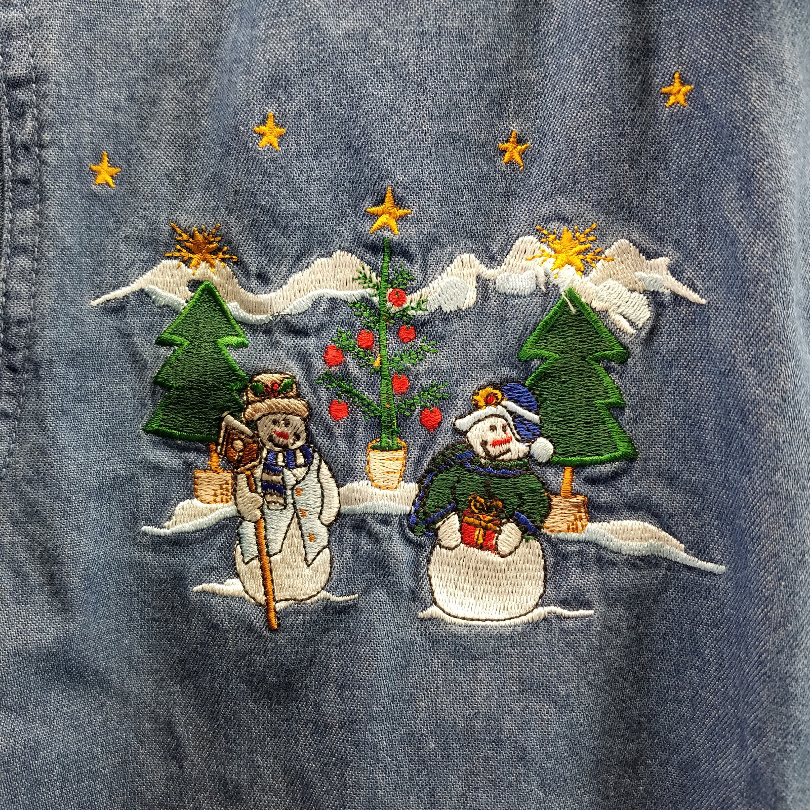 Basic Editions Holiday Button Up Shirt Womens Lar… - image 6