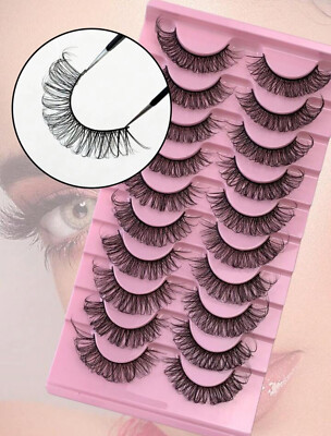 Russian Style Strip Lashes D Curl Nerz Falsche Wimpern Full Curled 10 Paar UK