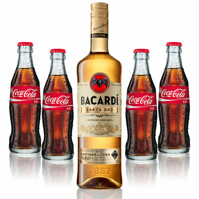 Cuba Libre Set - Bacardi Carta Oro Gold Rum 0,7l 700ml (40% Vol) + 4x Coca Cola