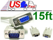 15ft DB9 pin Male-Female Extension Serial RS232 Straight Through Cable/Cord/Wire