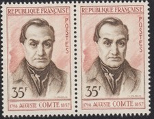 Auguste Comte bloc de 2 timbres France 1957 n° 1121 Y&T 35F neuf