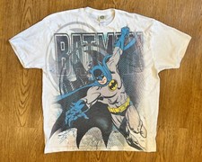 Vintage BATMAN All Over Print White T Shirt DC COMICS Originals Men's Size XL