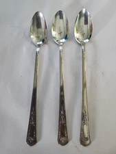 (3) N.S. Co EPNS Silverplate Ice Tea Spoons Chandelier National Silver 7.5”