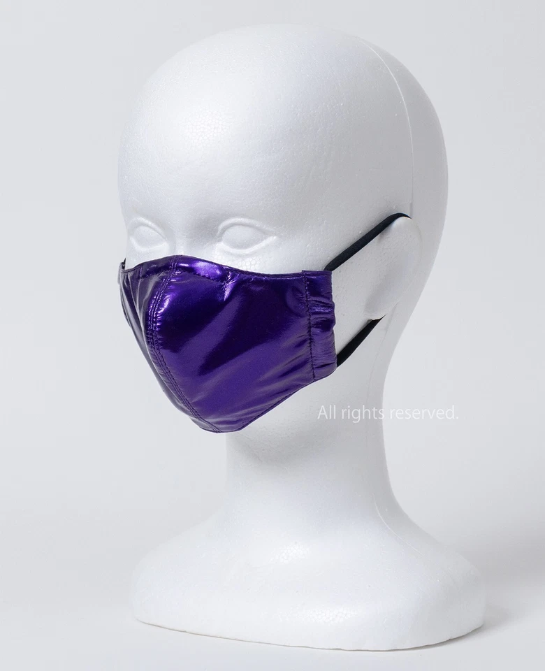 Máscara gruesa de PVC (con forro de esmalte) púrpura/negro (talla 3L para hombre) charol Foto 3 de 4