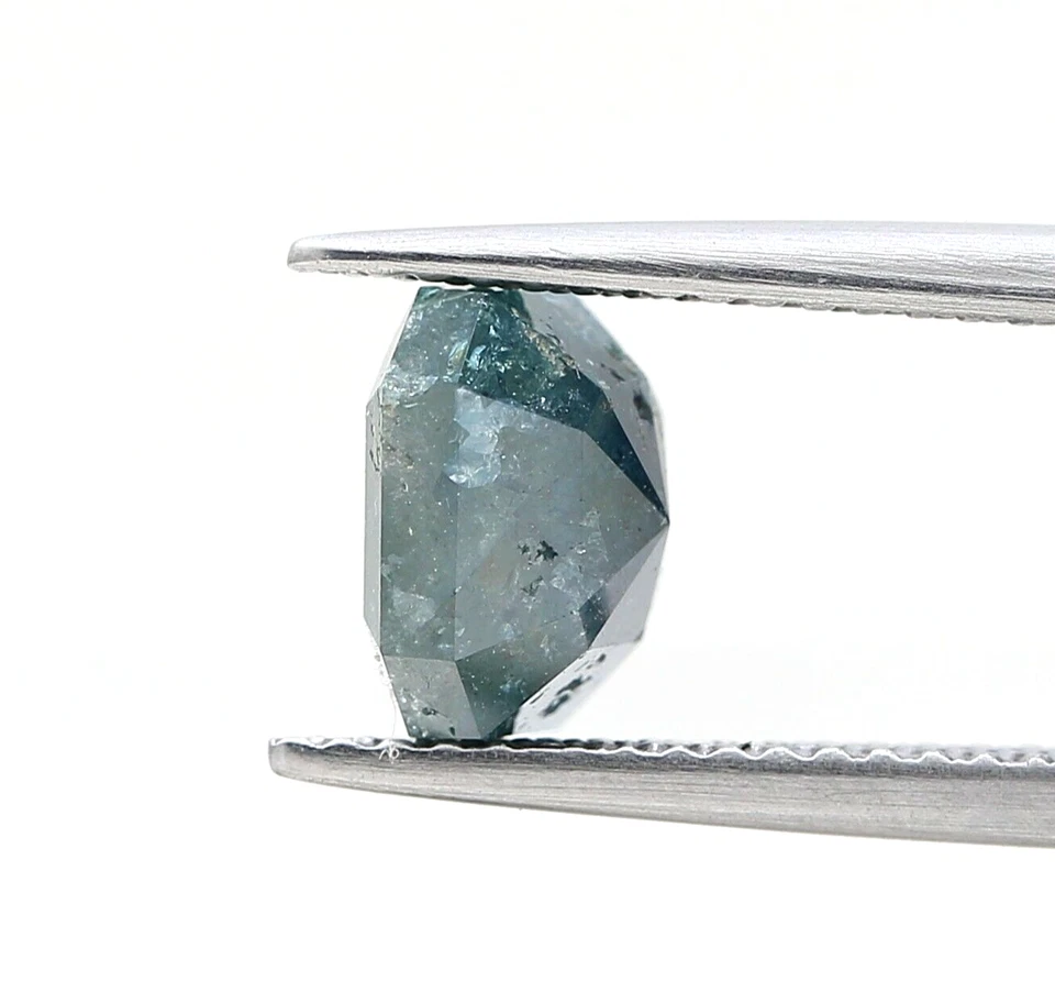 Big Fancy Natural Diamond 2.18tcw Greenish Blue Sparkling Emerald Step Cut Ring - Image 4 of 4