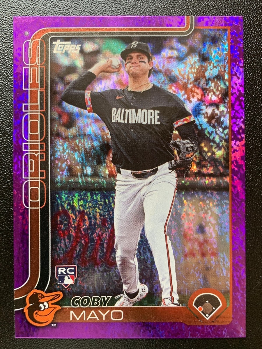 2025 Topps Coby Mayo RC #20 Purple Holo Foil /250 – Orioles Rookie SP Parallel