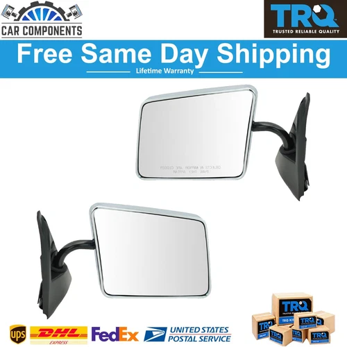 TRQ Stainless Steel Chrome Manual Side View Mirrors Pair For 1982-1994 Chevy GMC
