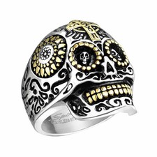 Biker Rocker Edelstahl Ring Totenkopf Dia De Los Muertos Totensch&auml;del Skull